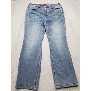 OOH LA LA  Bootcut Boogie Jeans Women's 14 Blue Denim Flat Front Medium Wash Y2K